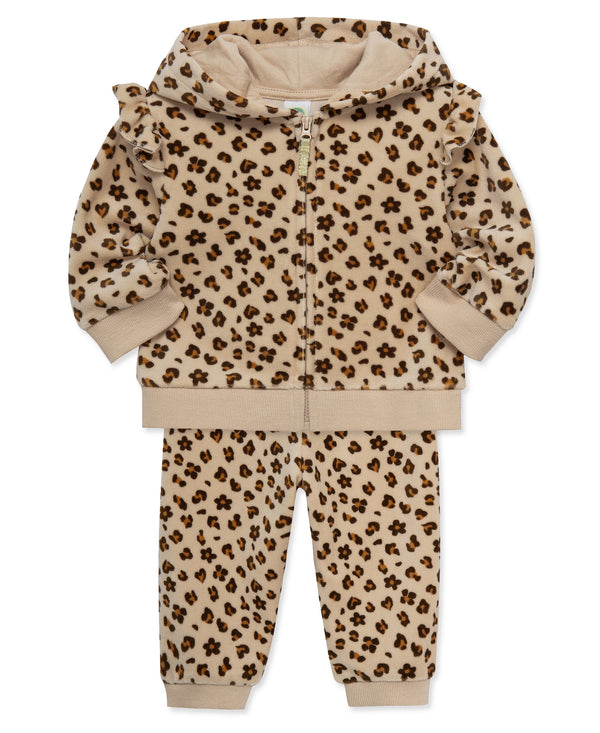 Leopard Velour Hoodie Set (2T-4T)