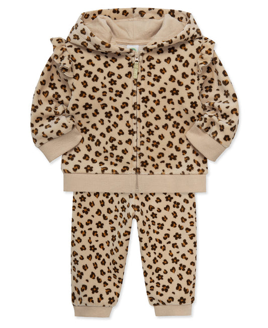 Leopard Velour Hoodie Set (2T-4T)