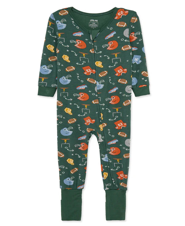 Football Non-Slip Convertible Footie Pajama