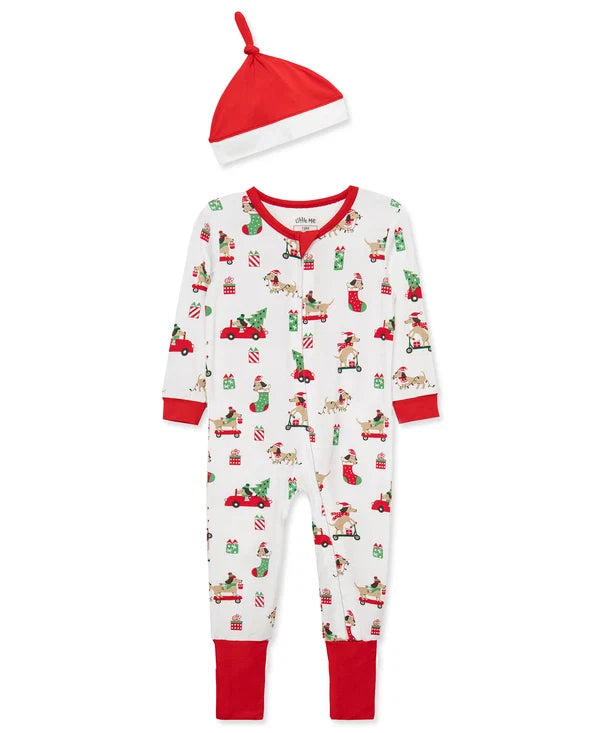 Puppy Non-Slip Zip Front Footie & Hat