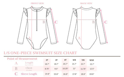 Unicorn Kitties L/S Flutter One-Piece Swimsuit