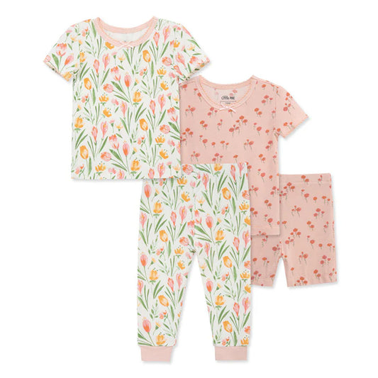 Tulip 4 Piece Pajama Set - Pink Floral