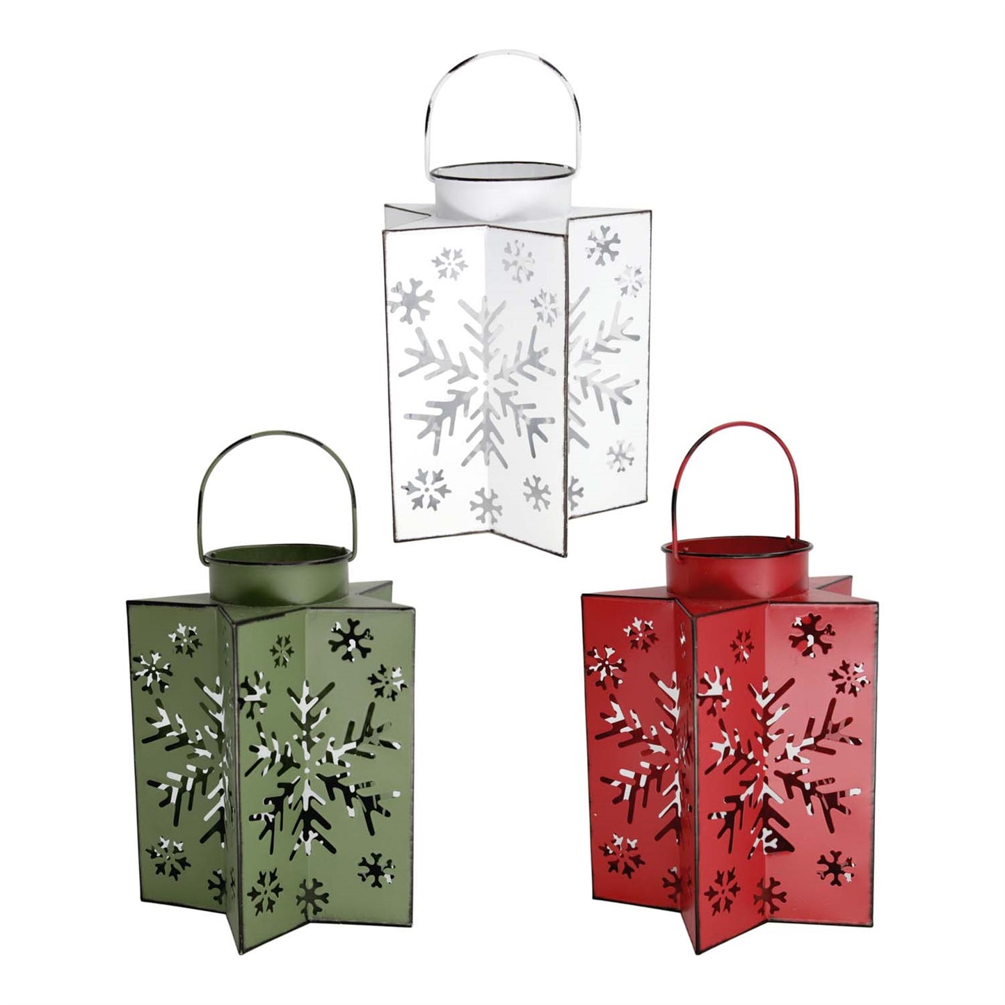 Red, White, and Green Star Lanterns, 3 Assorted colors