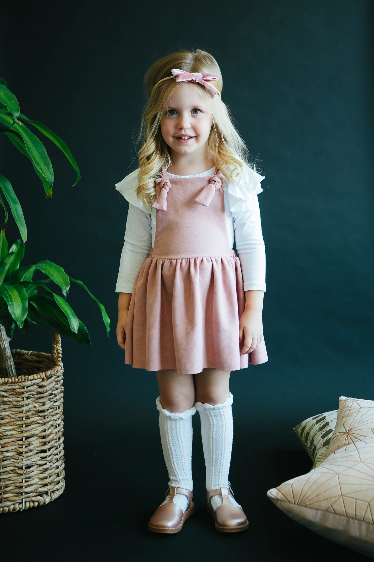 Vintage Pink Faux Suede Pinafore