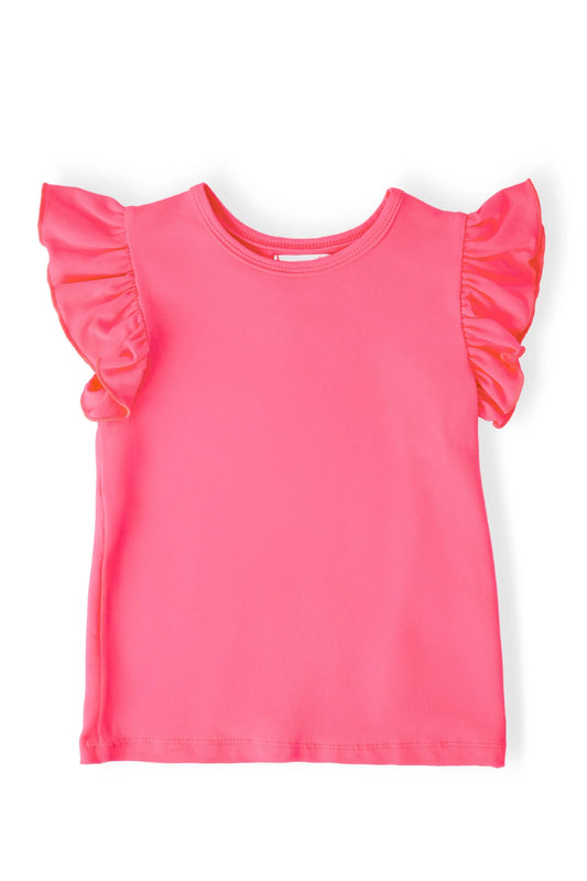 Neon Pink S/S Ruffle Tee
