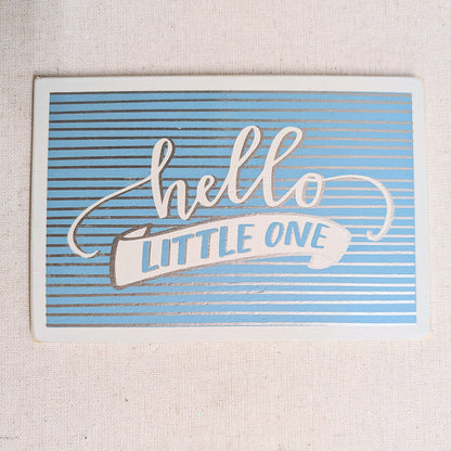 Wooden Postcard - "Hello Little One" Blue