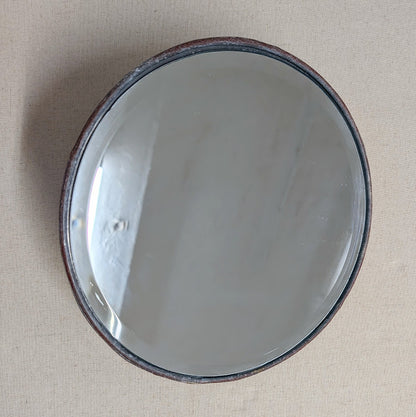 Round Zinc Finish Wall-Mounted Mirror - Large