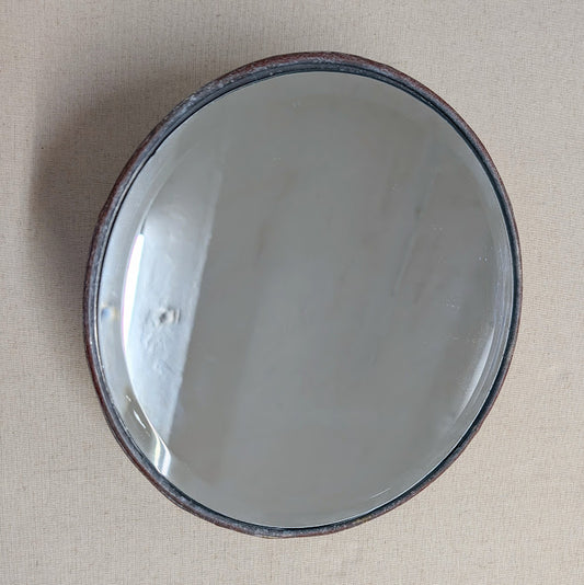 Round Zinc Finish Wall-Mounted Mirror - Large