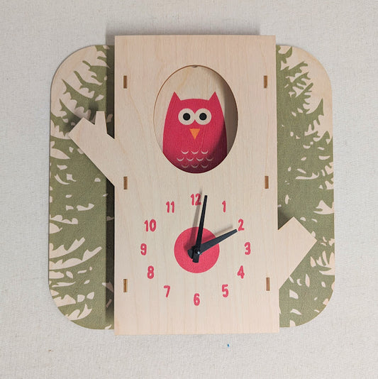 Wooden Owl Wall Clock