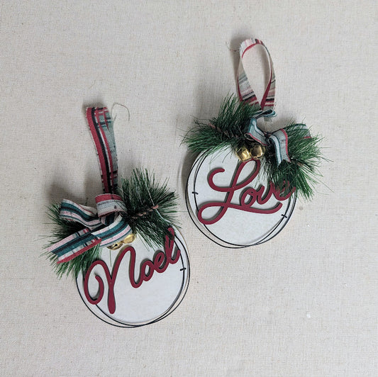 Wood Ornament w/ Word & Bells