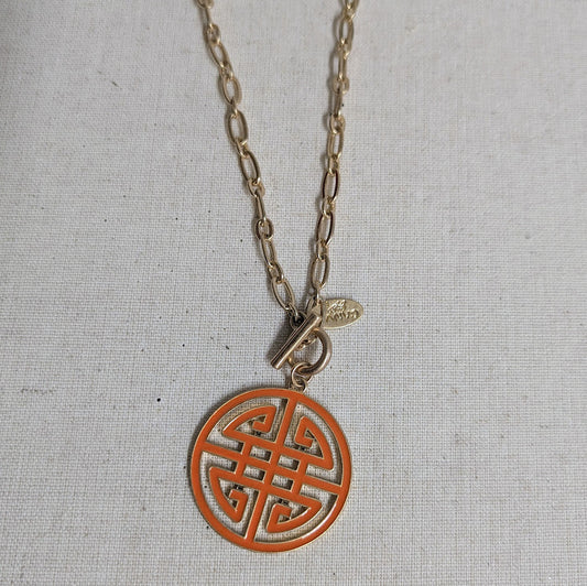 Game Day Orange Greek Keys Necklace