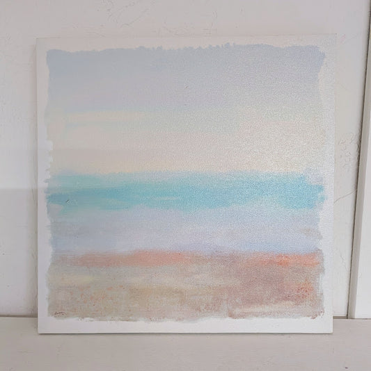 Muted pastel water color type- canvas 18 x18
