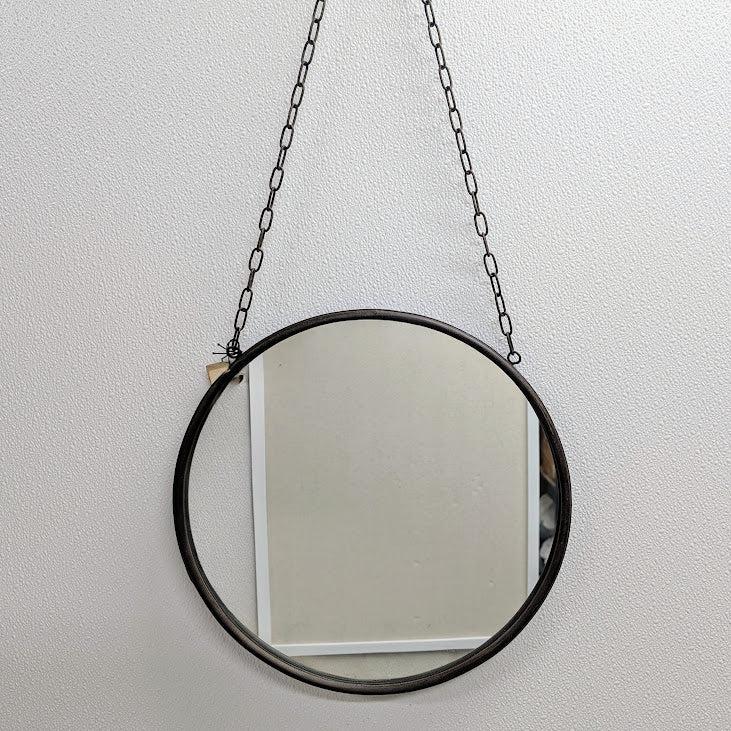 Round Metal Mirror w/ Chain