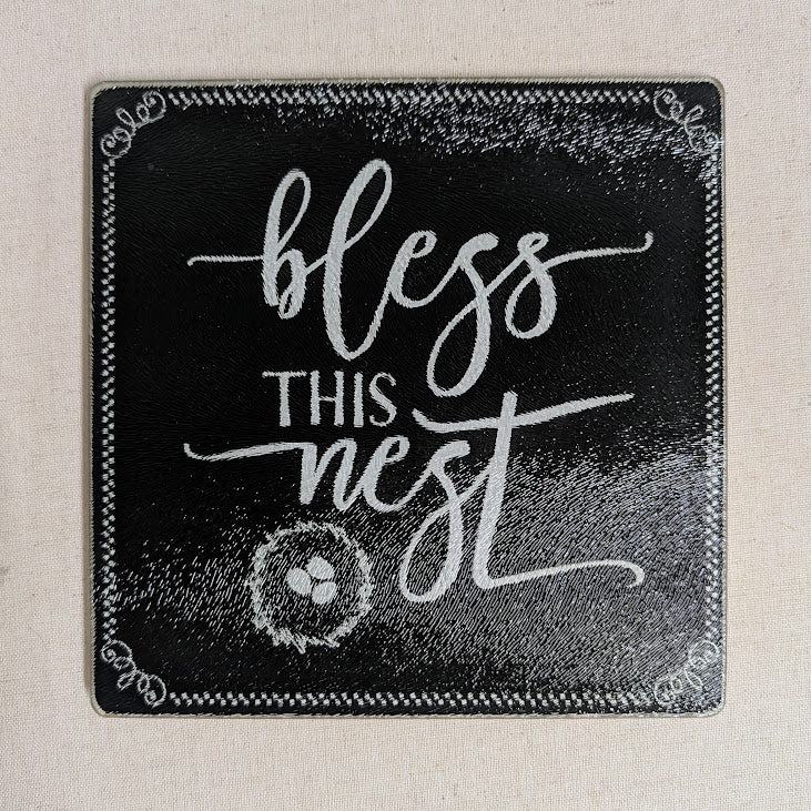 Glass Trivet - Bless This Nest