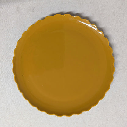 Round Scalloped Round Plate-Mustard