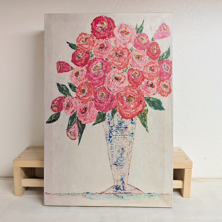 Floral mounted canvas- "16 x 10.5"