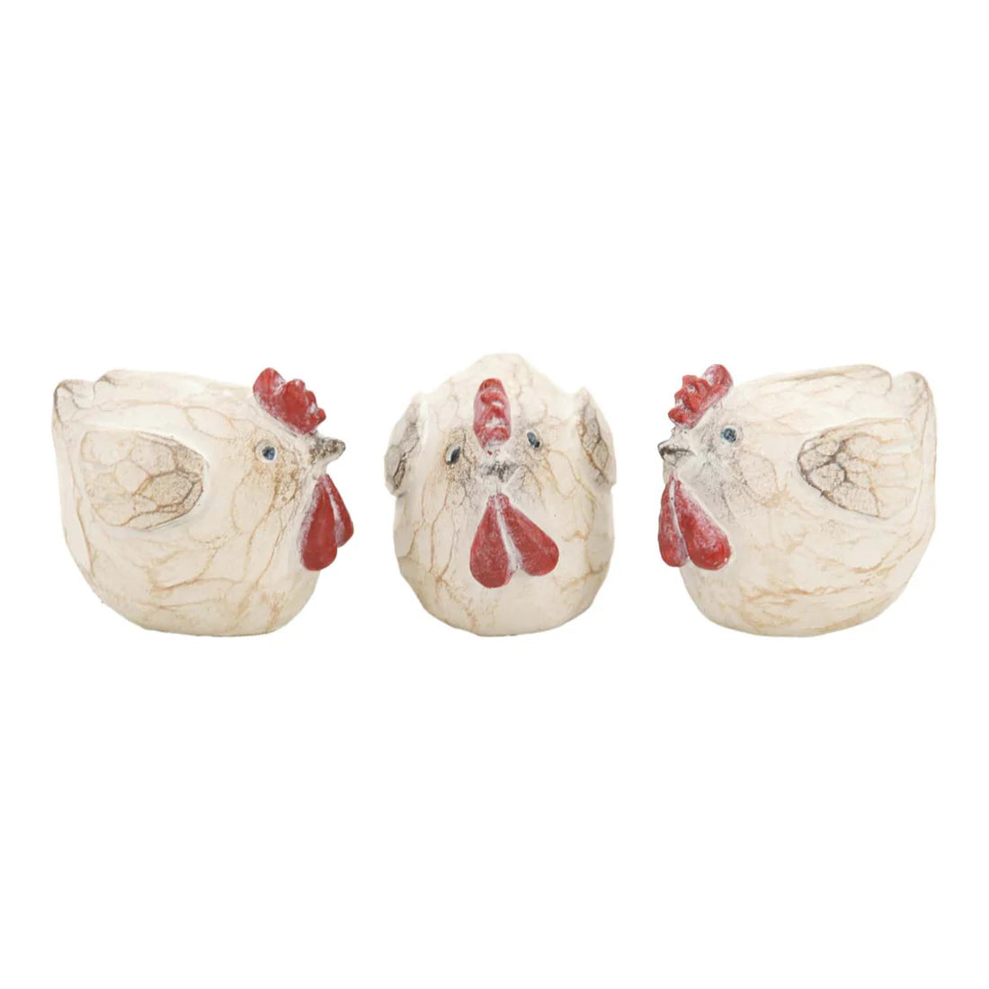 3 Assorted Little Resin Hens