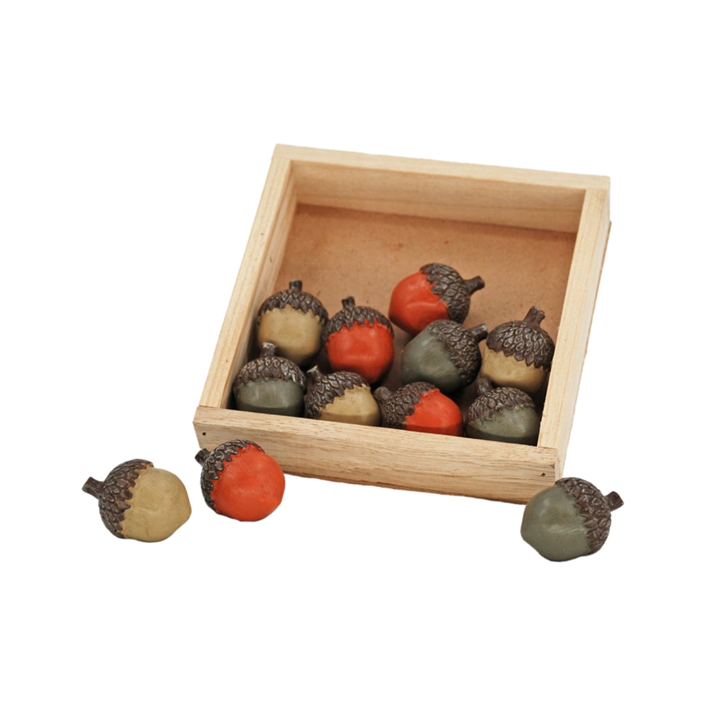 Green, Orange and Tan Resin Acorns