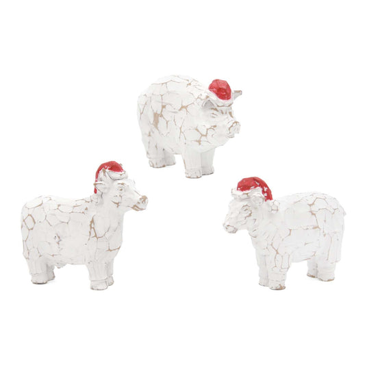 Resin Christmas Pig, Sheep, and Cow