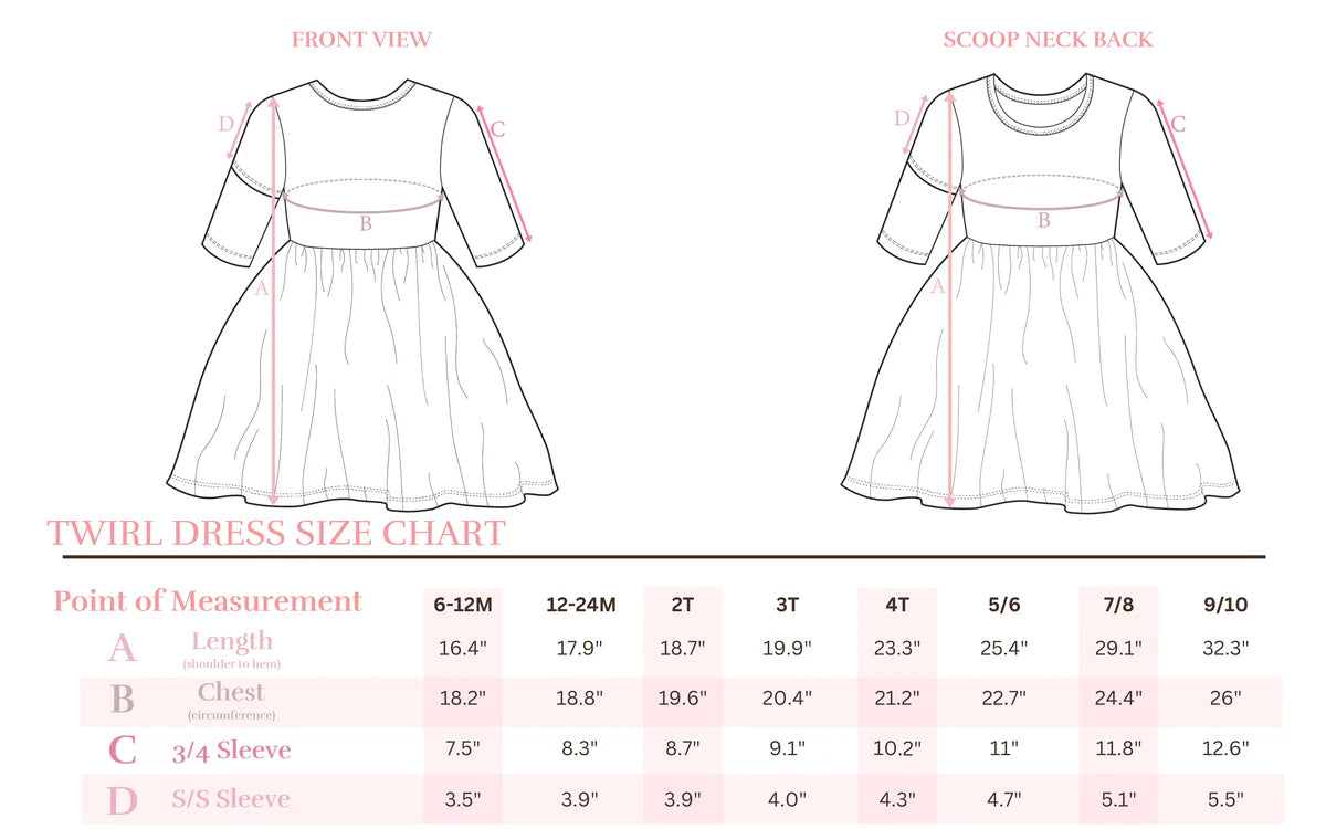 Tangerine Leaves 3/4 Sleeve Ruffle Twirl Dress