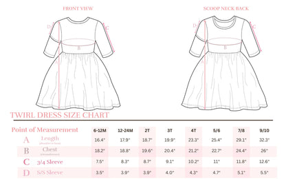 Tangerine Leaves 3/4 Sleeve Ruffle Twirl Dress