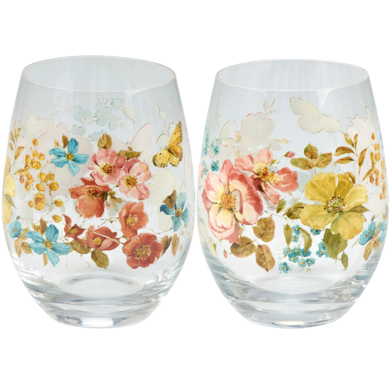 Florals Wine Glass