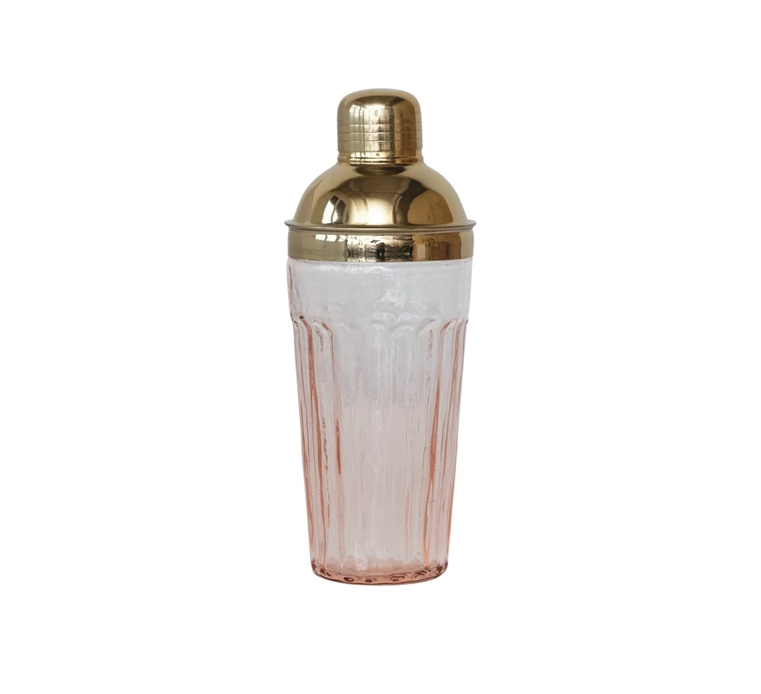 20oz Glass Cocktail Shaker Pink/Gold