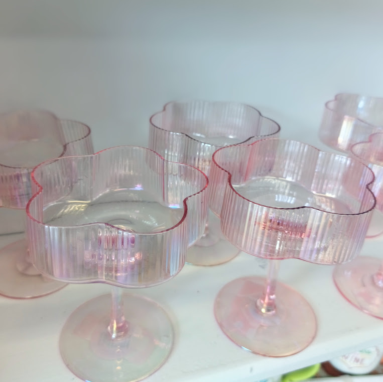 Handblown Stemmed Flower Coupe Glass