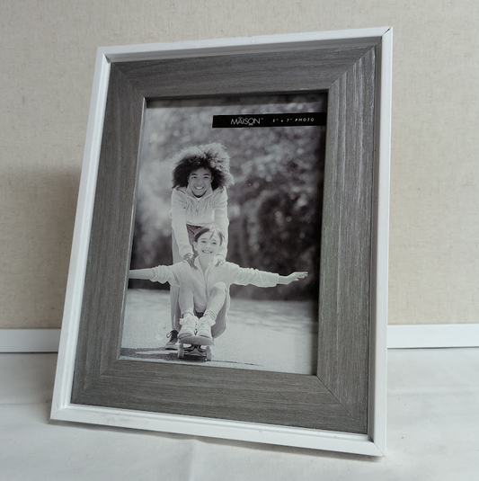 Grey & White Photo Frame 5x7