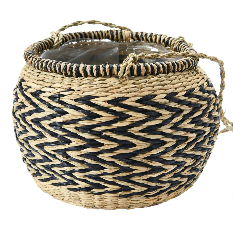 Hand- Woven Hanging Basket Planter w/ Lining