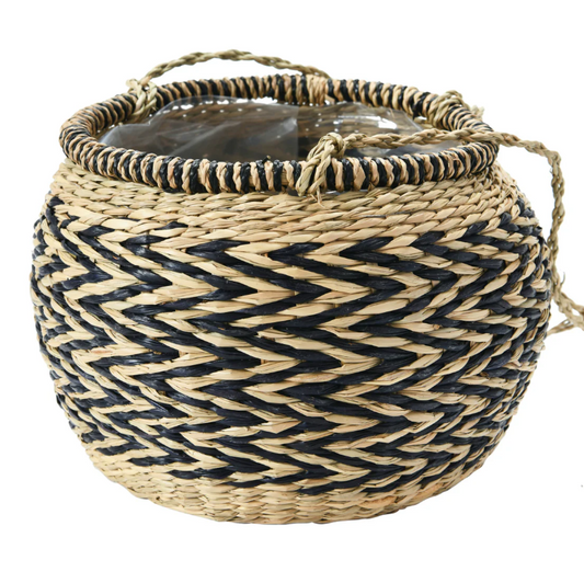 Hand- Woven Hanging Basket Planter w/ Lining