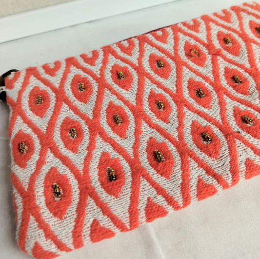 Red With Gold Bead Wristlet