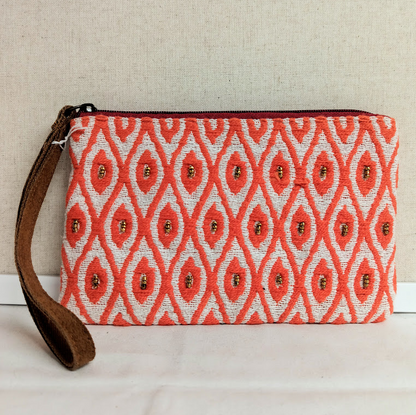 Red With Gold Bead Wristlet
