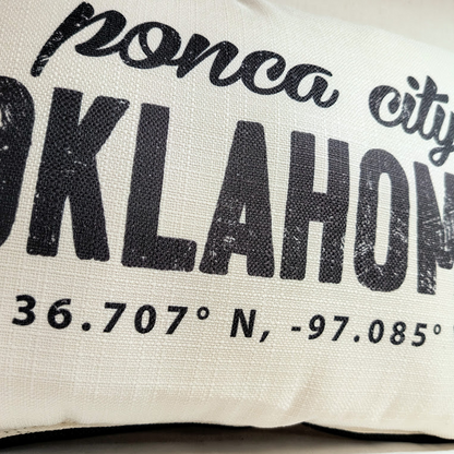Ponca City Lat/Long Pillow