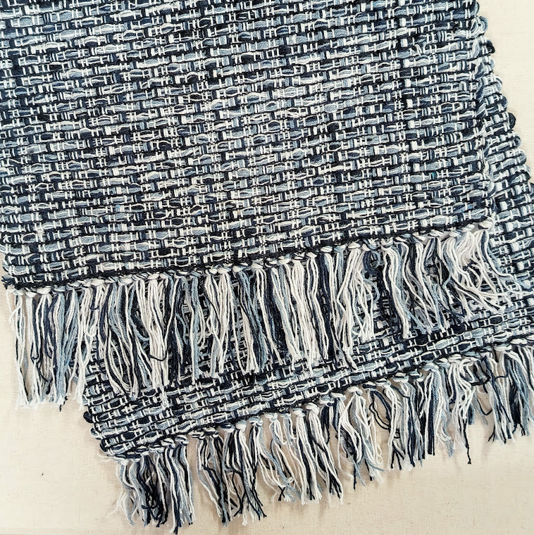 Blue & Gray Woven Table Runner
