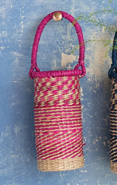 Hand-Woven Seagrass Bottle Basket w/ Handle