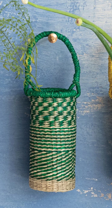 Hand-Woven Seagrass Bottle Basket w/ Handle
