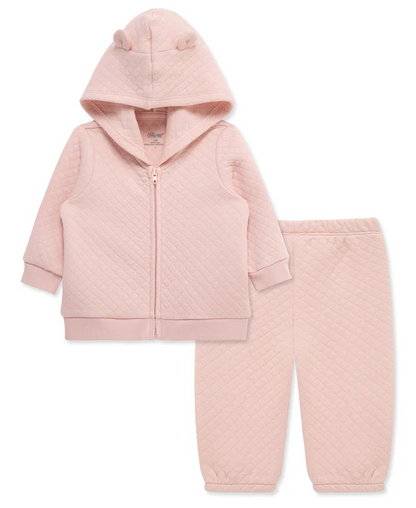 Pink Quilted Hoodie Set