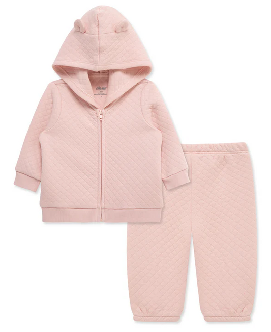 Pink Quilted Hoodie Set