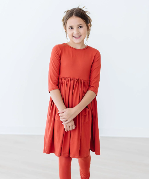 Pumpkin Spice 3/4 Sleeve Twirl Dress