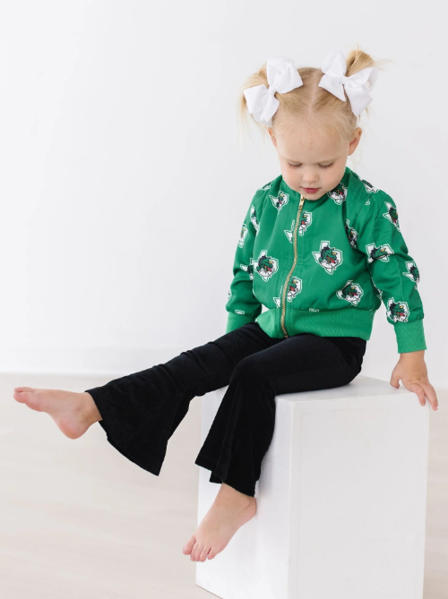 Black Ribbed Velvet Bell Bottom Leggings