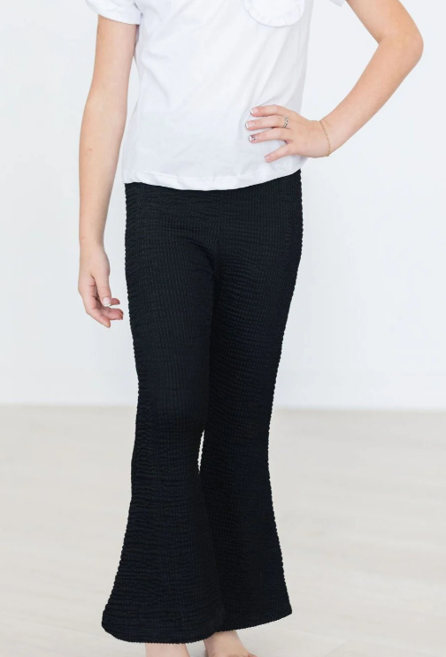 Black Scrunchy Bell Bottom Leggings