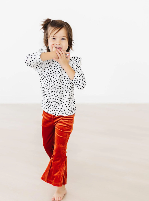Pumpkin Spice Velvet Bell Bottom Leggings