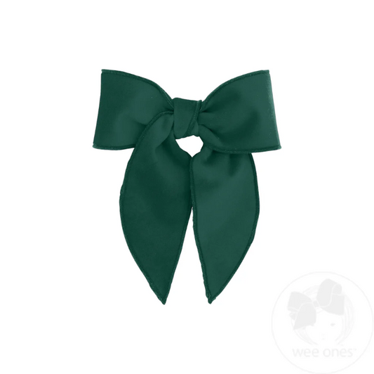 Green Velvet Clip Bow