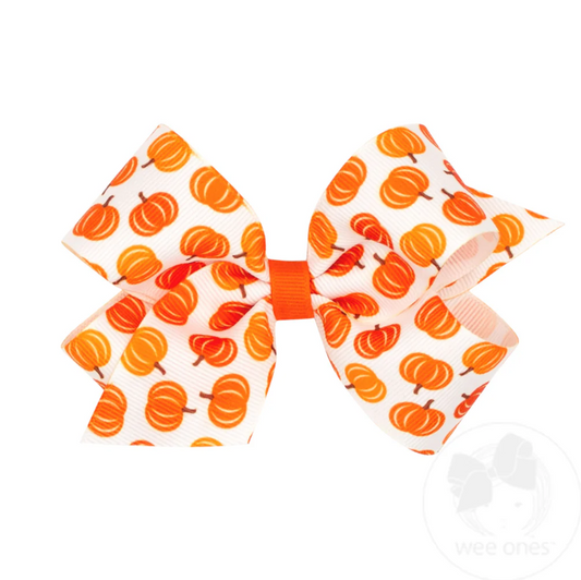 Pumpkin Pattern Hair Bow Clip
