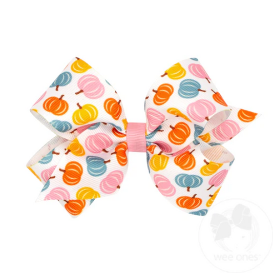 Colorful Pumpkins Hair Bow Clip