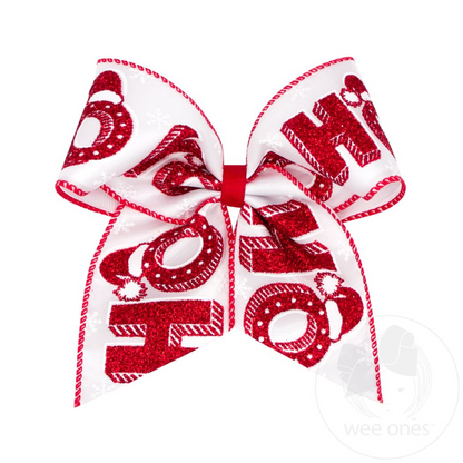 Large White & Red Christmas Hair Bow