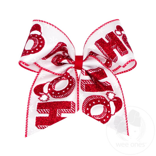 Large White & Red Christmas Hair Bow