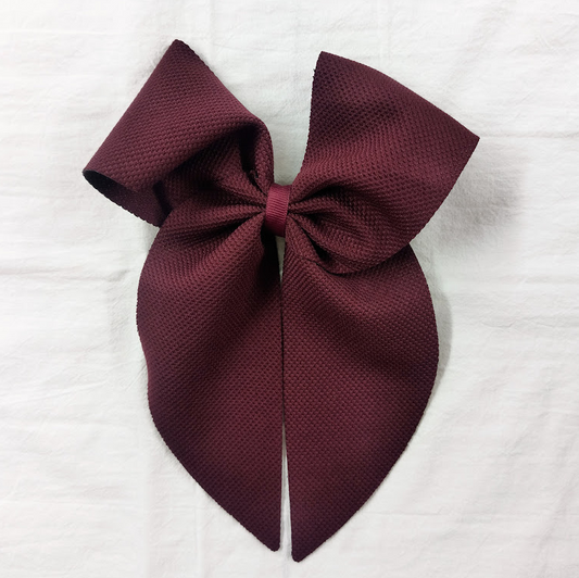 Large Textured Burgundy Bow w/ Tails