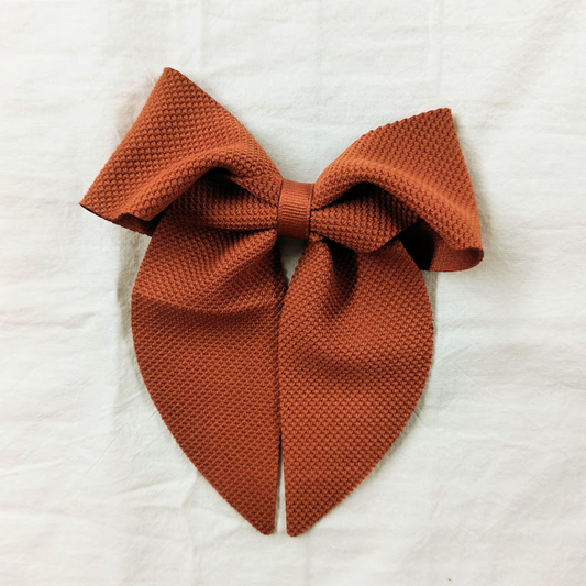 Medium Textured Orange Bow w/ Tails